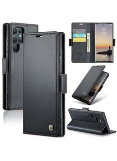 Generic black PU Leather RFID Blocking Wallet Case for Samsung Galaxy S25 Ultra - Folio Flip Design with Credit Card Holder, Kickstand, Magnetic Clasp - Stylish Protective Phone Cover for Men and Women  - Image 1