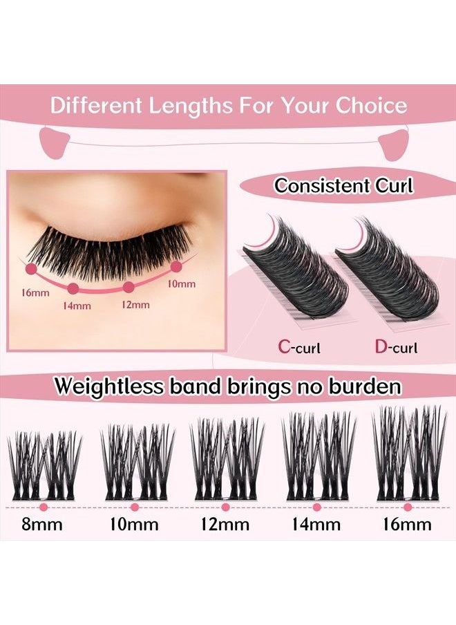 PRO LASHBEAUTY Cluster Lashes, 72 Pcs Individual Lashes, Lash Clusters DIY Eyelash Extension, Super Thin Band Reusable Soft & Comfortable (Freedom-D-14mm)  - Image 3