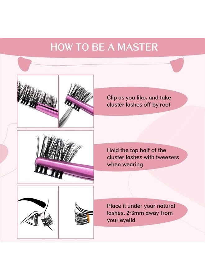 PRO LASHBEAUTY Cluster Lashes, 72 Pcs Individual Lashes, Lash Clusters DIY Eyelash Extension, Super Thin Band Reusable Soft & Comfortable (Freedom-D-14mm)  - Image 5