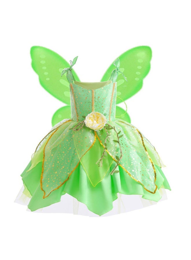 NIBEMINENT New Halloween Green elf dress, Princess Tianna and Tinker Bell children's performance costume - Image 1