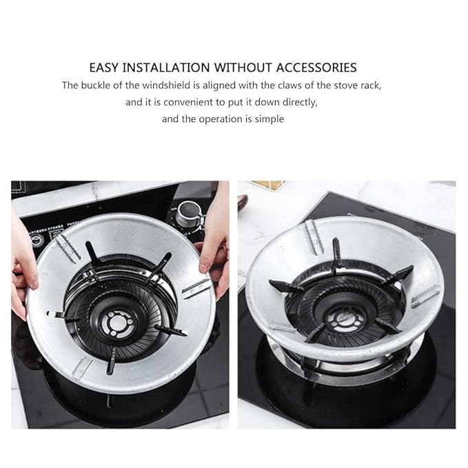 LEKORED Gas Saver Burner Stand Gas Chula Burner Gas Saver Stand Jali Ring FireWindproof Energy Saving Gas Chula Support Stand 4 Legs Supported For Indian Gas 2 Silver - Image 5