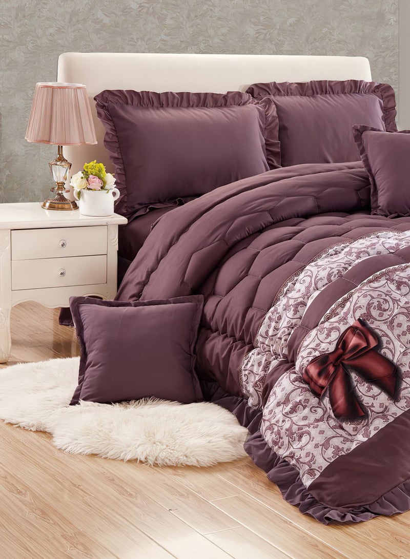 Moon 6Piece King Size 220x240Cm Comforter Set Medium Filling Bedding Set for All Season Includes 1Comforter 1Bedsheet 2Pillow Shams and 2Cushion cases - Image 2