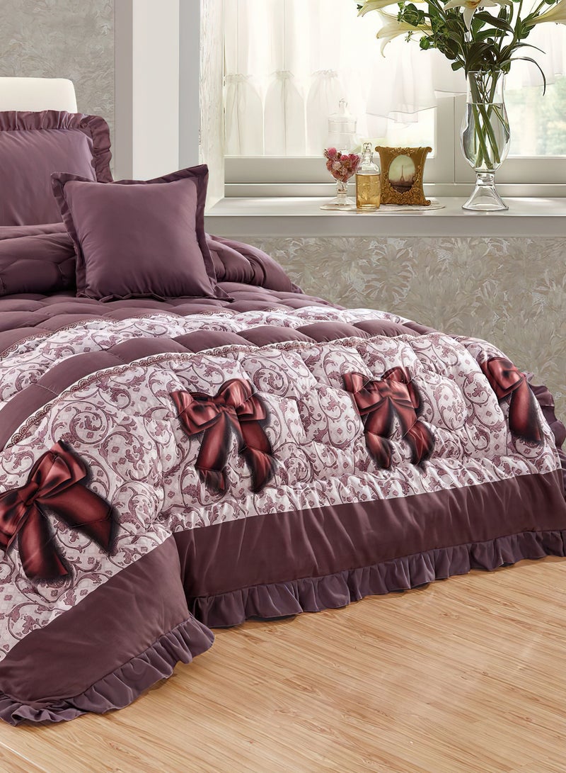 Moon 6Piece King Size 220x240Cm Comforter Set Medium Filling Bedding Set for All Season Includes 1Comforter 1Bedsheet 2Pillow Shams and 2Cushion cases - Image 3