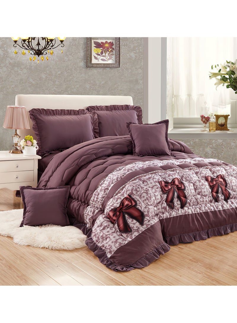 Moon 6Piece King Size 220x240Cm Comforter Set Medium Filling Bedding Set for All Season Includes 1Comforter 1Bedsheet 2Pillow Shams and 2Cushion cases - Image 1