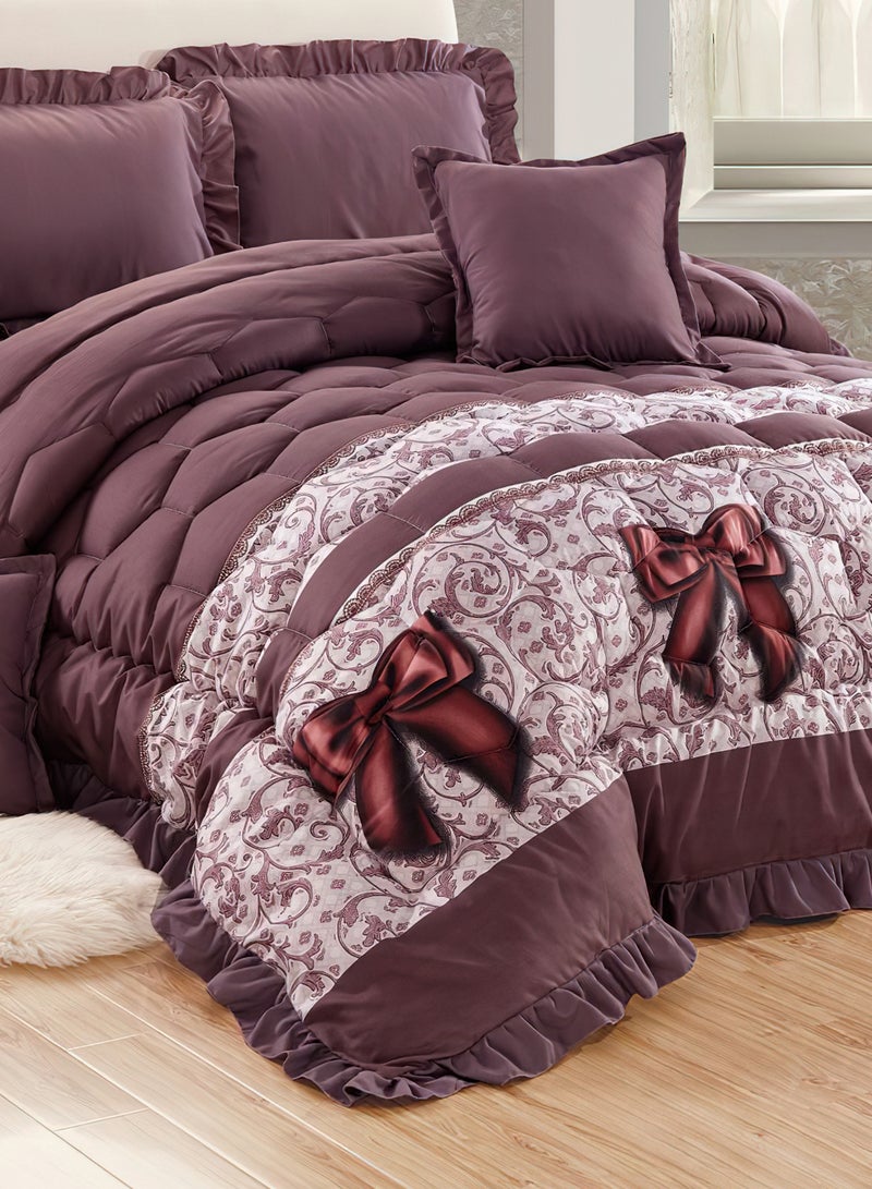 Moon 6Piece King Size 220x240Cm Comforter Set Medium Filling Bedding Set for All Season Includes 1Comforter 1Bedsheet 2Pillow Shams and 2Cushion cases - Image 4