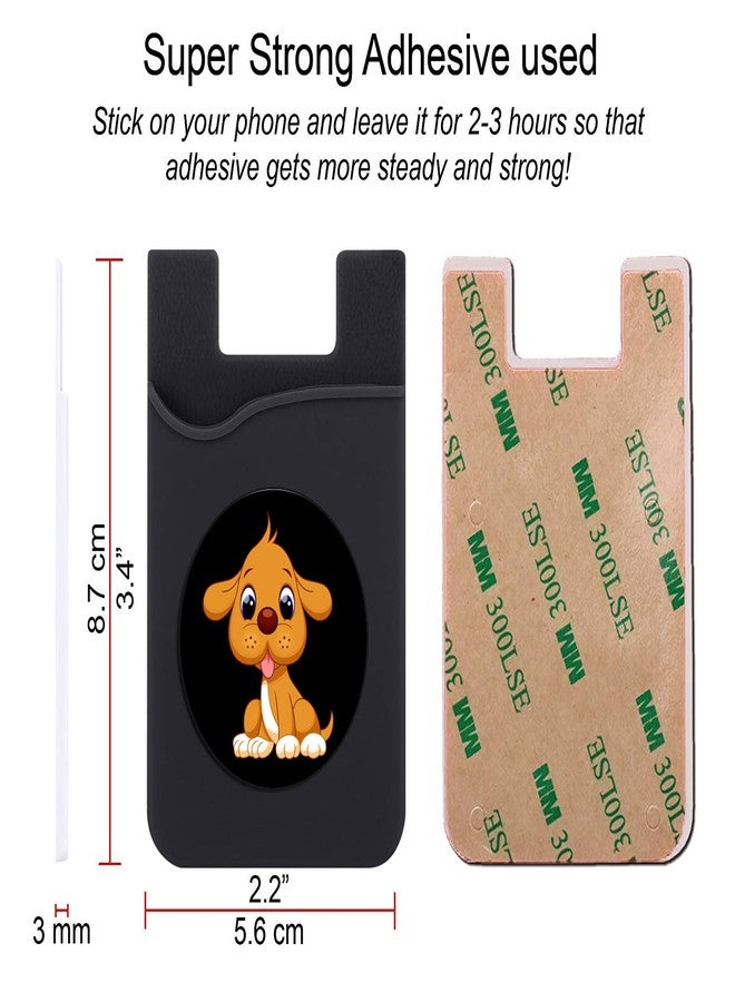 Plan To Gift Set of 3 Cell Phone Card Wallet, Silicone Phone Card Id Cash Wallet with 3M Adhesive Stick-on Baby Dog Printed Designer Mobile Wallet for Your Phone & Tablet - Image 2