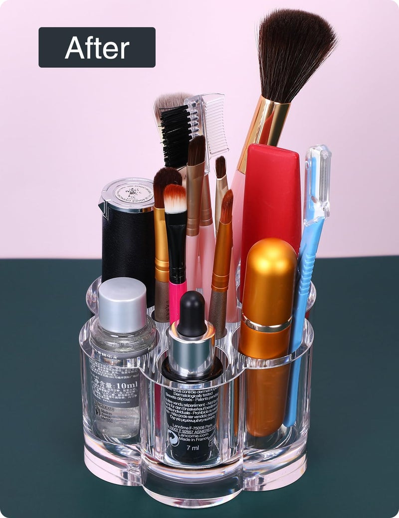 MOSIKER Acrylic Lipstick Holder,Small Flower Clear Compact Chapstick Lip Gloss Liner Nail Brush Organizer with 12 Slots - Image 4