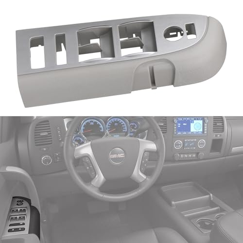 omoZone Window Switch Bezel Cover Front Left Driver Side Door Control Switch Panel Trim Titanium Compatible with 2010-2014 Chevrolet Chevy Silverado GMC Sierra Replaces 20945129 22968508 - Image 4