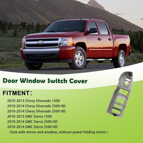 omoZone Window Switch Bezel Cover Front Left Driver Side Door Control Switch Panel Trim Titanium Compatible with 2010-2014 Chevrolet Chevy Silverado GMC Sierra Replaces 20945129 22968508 - Image 3
