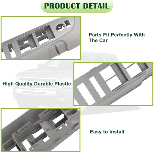 omoZone Window Switch Bezel Cover Front Left Driver Side Door Control Switch Panel Trim Titanium Compatible with 2010-2014 Chevrolet Chevy Silverado GMC Sierra Replaces 20945129 22968508 - Image 5