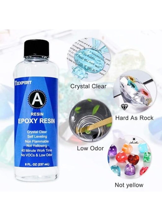 Teexpert 16OZ Crystal Clear Epoxy Resin Kit for Jewelry DIY Art Crafts Cast Coating Wood, Easy Cast Resin Bonus with Accessories - Image 2