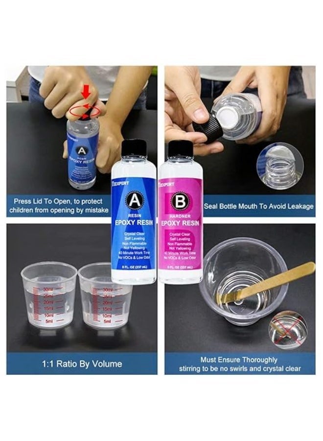 Teexpert 16OZ Crystal Clear Epoxy Resin Kit for Jewelry DIY Art Crafts Cast Coating Wood, Easy Cast Resin Bonus with Accessories - Image 3