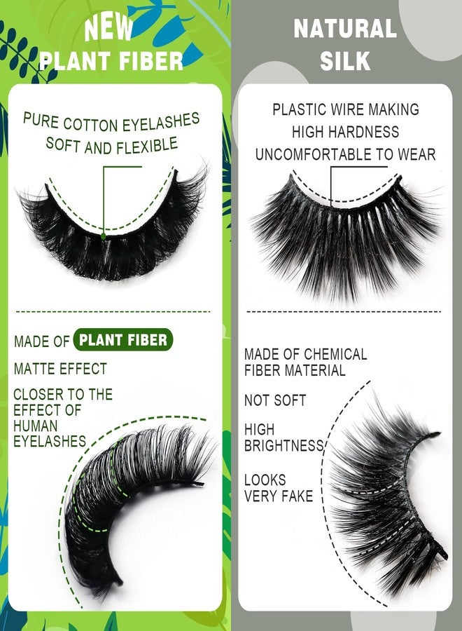 royaomis 3d Plant Fibre Russian Strip Lashes, D Curl Lash Strips, Natural False Lashes Mink, Wispy Fake Lashes, D Curl Strip Lashes, Natural Wispies Mink Eyelashes, Faux Mink Eyelashes Natural Look(SDC14) - Image 3