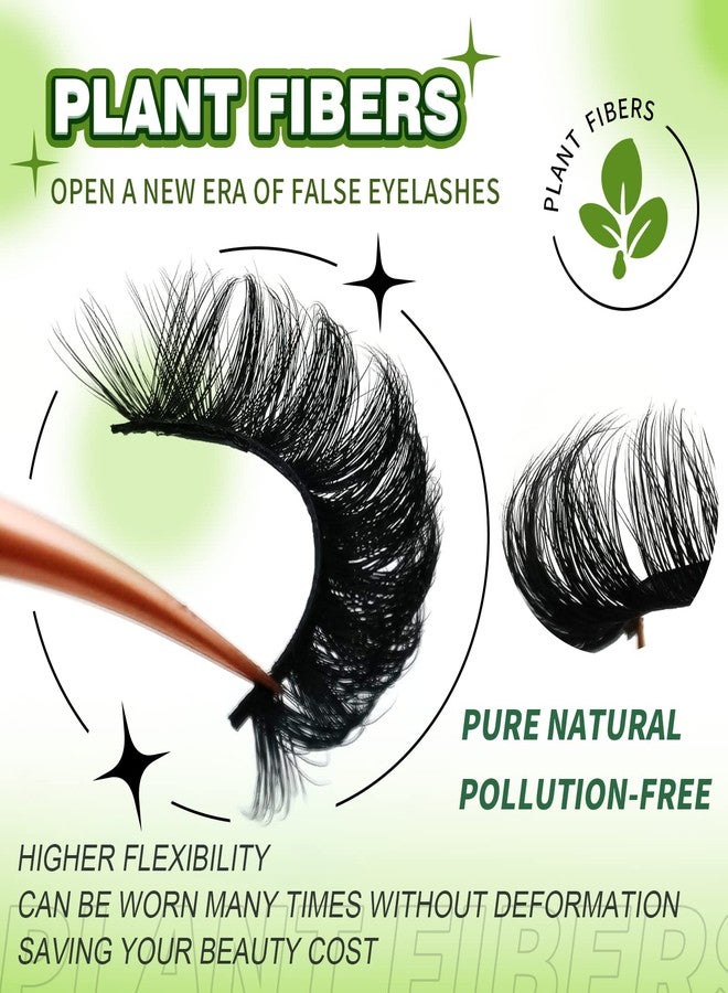 royaomis 3d Plant Fibre Russian Strip Lashes, D Curl Lash Strips, Natural False Lashes Mink, Wispy Fake Lashes, D Curl Strip Lashes, Natural Wispies Mink Eyelashes, Faux Mink Eyelashes Natural Look(SDC14) - Image 2