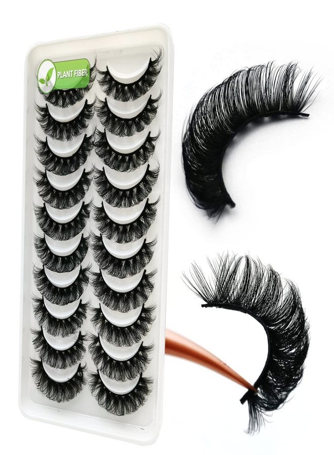 royaomis 3d Plant Fibre Russian Strip Lashes, D Curl Lash Strips, Natural False Lashes Mink, Wispy Fake Lashes, D Curl Strip Lashes, Natural Wispies Mink Eyelashes, Faux Mink Eyelashes Natural Look(SDC14) - Image 1