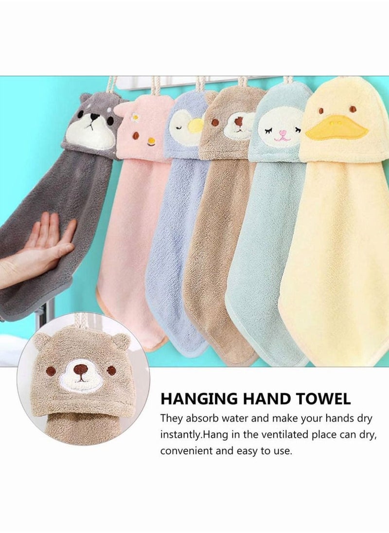 Y&D 4Pcs Cute Animal Hand Towels, SYOSI Hanging Towel Dish Cloth with Loop for Kids Bathroom Kitchen Absorbent Dishcloths Towel, Ultra Absorbent, Fast Drying, Machine Washable, Stylish & Attractive  - Image 2