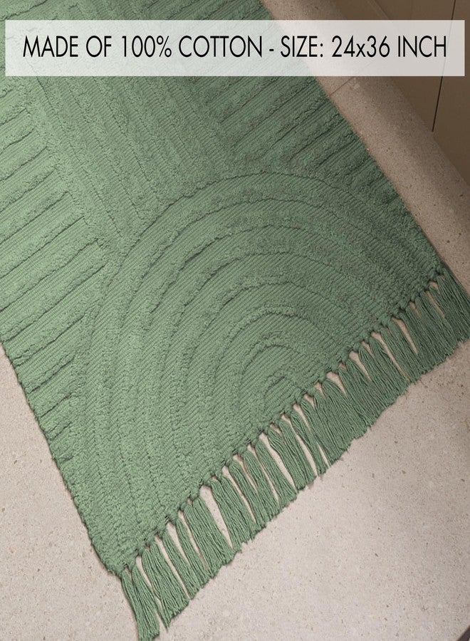 KIBAGA Beautiful Boho Rug with Tassels for Your Bathroom - Soft 2 x 3 ft. Cotton Rug Fits Perfectly Into Your Bath - Washable, Non-Slip Mat Ideal to Enhance Any Modern Home Decor, 24 x 36 inch - Image 4