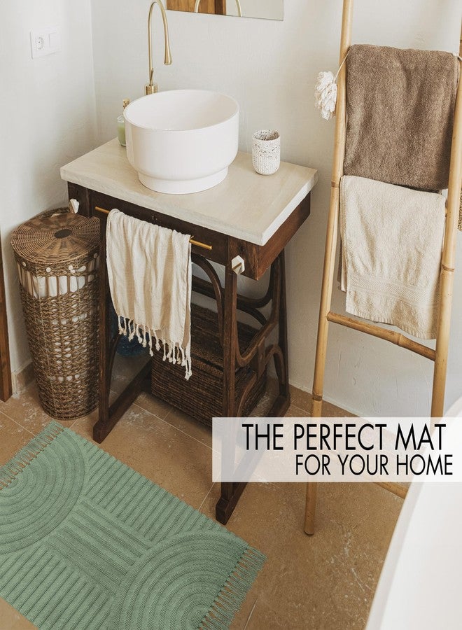 KIBAGA Beautiful Boho Rug with Tassels for Your Bathroom - Soft 2 x 3 ft. Cotton Rug Fits Perfectly Into Your Bath - Washable, Non-Slip Mat Ideal to Enhance Any Modern Home Decor, 24 x 36 inch - Image 3