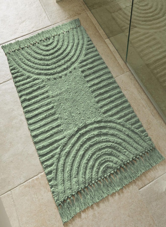 KIBAGA Beautiful Boho Rug with Tassels for Your Bathroom - Soft 2 x 3 ft. Cotton Rug Fits Perfectly Into Your Bath - Washable, Non-Slip Mat Ideal to Enhance Any Modern Home Decor, 24 x 36 inch - Image 1