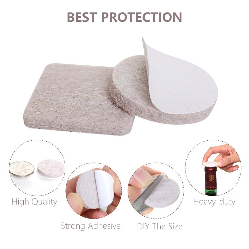 Yelanon Felt Furniture Pads -48 Pcs 1.5"" Premium Felt Pads For Chair Legs Furniture, Floor Protectors For Hardwood Floors, Beige - Image 3