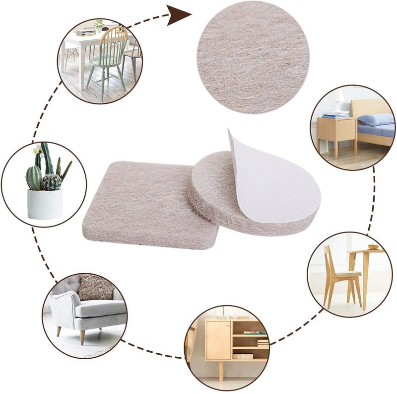 Yelanon Felt Furniture Pads -48 Pcs 1.5"" Premium Felt Pads For Chair Legs Furniture, Floor Protectors For Hardwood Floors, Beige - Image 2