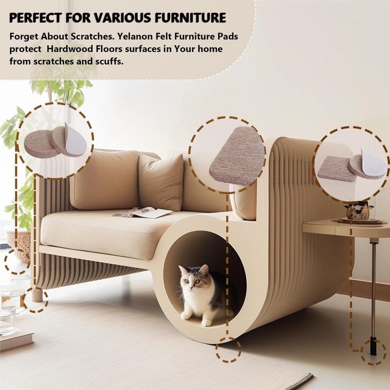 Yelanon Felt Furniture Pads -48 Pcs 1.5"" Premium Felt Pads For Chair Legs Furniture, Floor Protectors For Hardwood Floors, Beige - Image 5