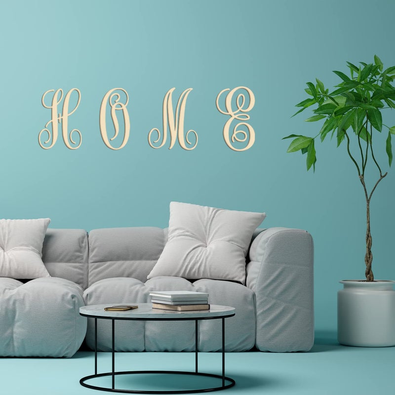 Focal20 Cursive Wooden Letters for Wall Decor 14 Inch Large Wooden Letters Unfinished Monogram Wood Letter Crafts Alphabet Sign Cutouts for DIY Painting Door Hanger (X) - Image 3