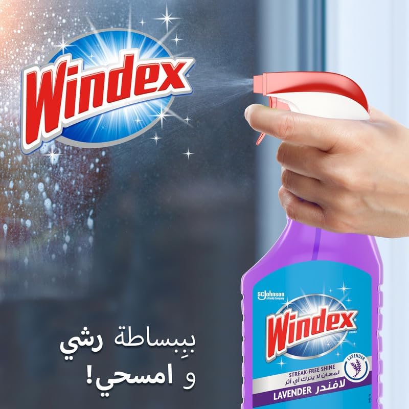 ويندكس زجاجة رذاذ منظف الزجاج ويندكس باللافندر، 750 مل - منظف قوي للنوافذ للحصول على لمعان خالٍ من الخطوط - يزيل بصمات الأصابع والبقع، يضيء المنزل - تركيبة سريعة المفعول لنتائج متألقة - Image 3