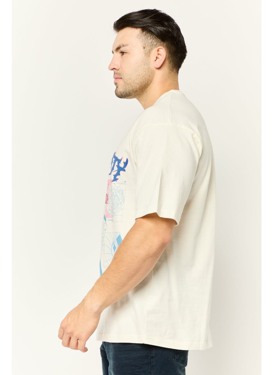RICK AND MORTY - Men Crew Neck Short Sleeves Graphic Print T-Shirt, Off White - Image 1