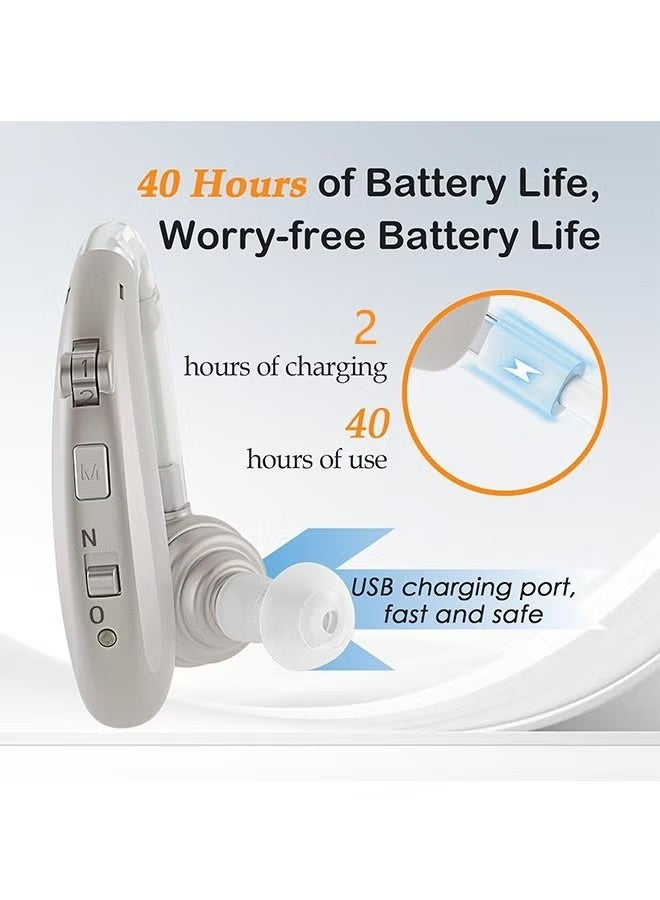 HAVEN Hearing good,Rechargeable Hearing Aids,Mini Rechargeable Hearing Device，Mini Hearing Amplifiers with Noise Cancelling，3 Modes, Adjustable Volume（Blue） - Image 4