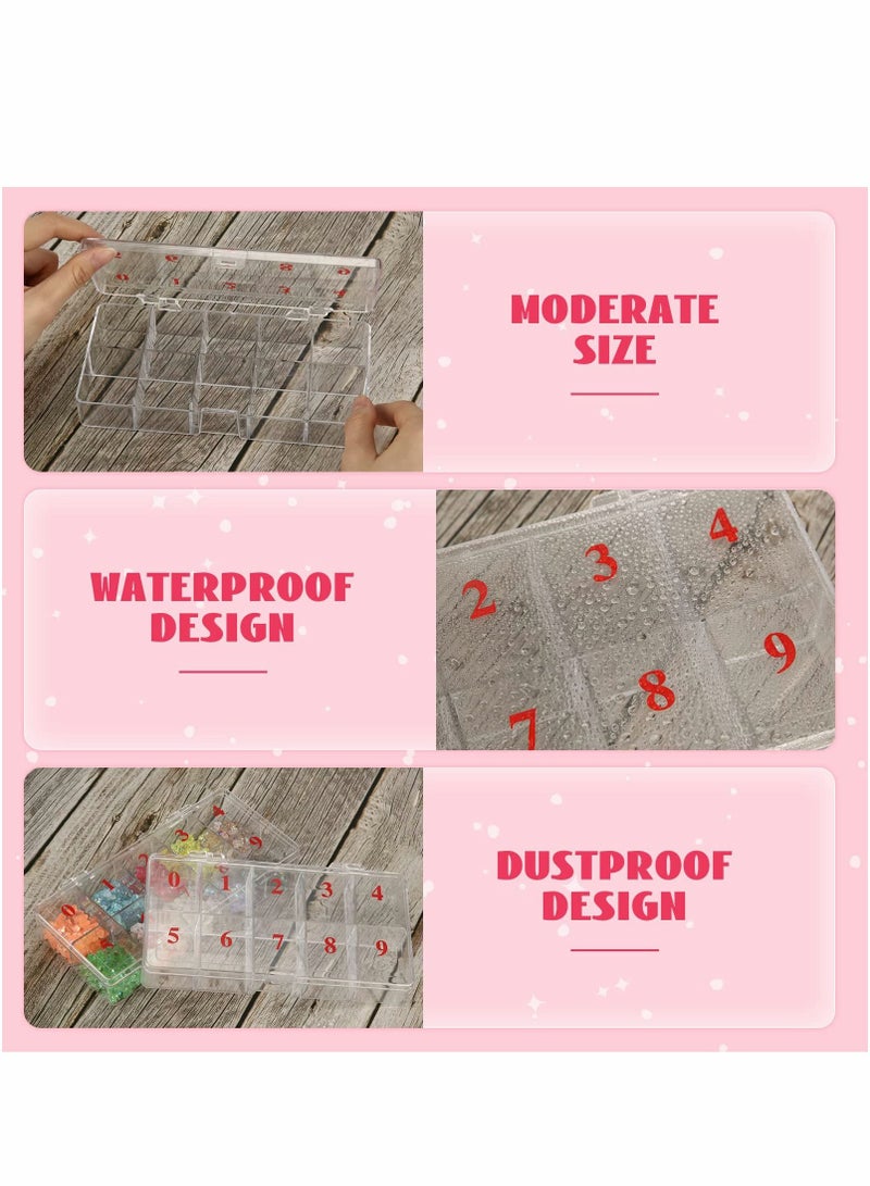 Excefore Nail Tip Box, 2 PCS False Nail Tips Transparent Storage Box with 10 Number Spaces Fake Nail Organizer Storage Cases Clear Container Nail Box Grid Boxes for Fingernail Crystal Jewelry Nail Accessories  - Image 3