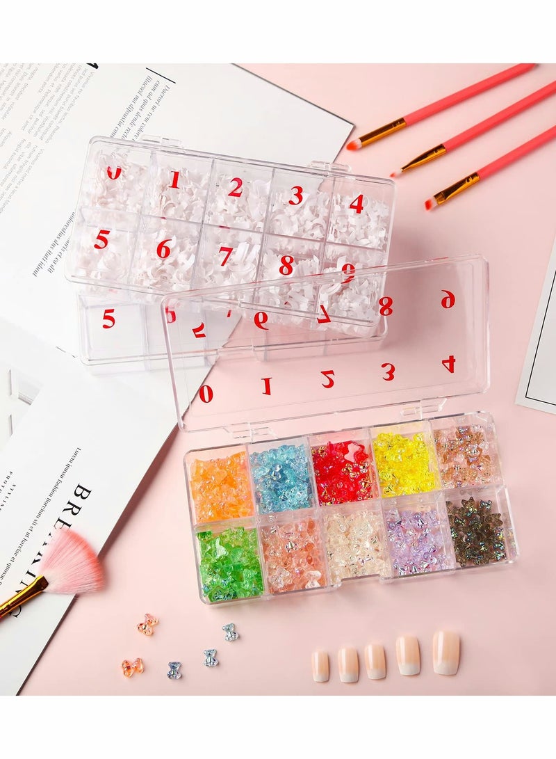 Excefore Nail Tip Box, 2 PCS False Nail Tips Transparent Storage Box with 10 Number Spaces Fake Nail Organizer Storage Cases Clear Container Nail Box Grid Boxes for Fingernail Crystal Jewelry Nail Accessories  - Image 2
