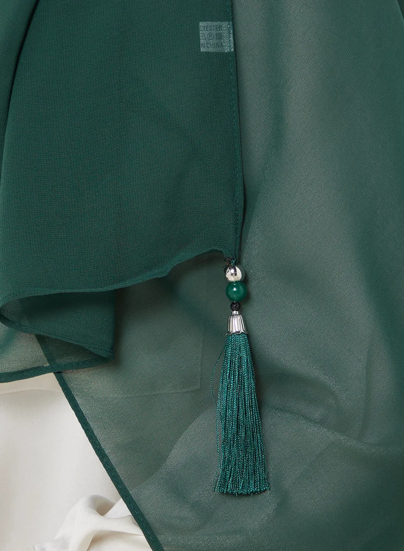 Khizana Beaded Tassel Detail Long Hijab Scarf