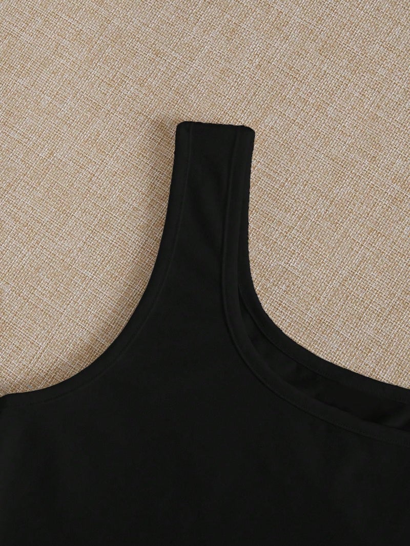 Toochki Women's Knitted Sleeveless Solid Black Sqaure Neck Ribbed Tank & Crop Tops (Pack of 3 (Three)) - Image 5