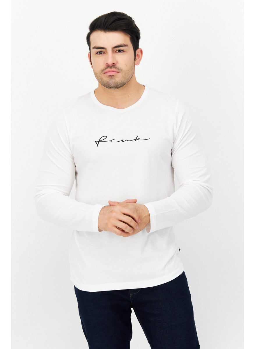 French Connection Men Crew Neck Graphic Print Long Sleeves Sweatshirt, White  - Image 1