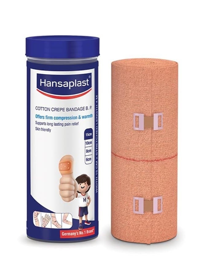 Hansaplast Soft Cotton Pain Relief Crepe Bandage B.P. Pack of 1 (15CM X 4MTR)| Offers Firm Compression & Warmth | Supports Long Lasting Pain Relief | Skin Friendly - Image 2