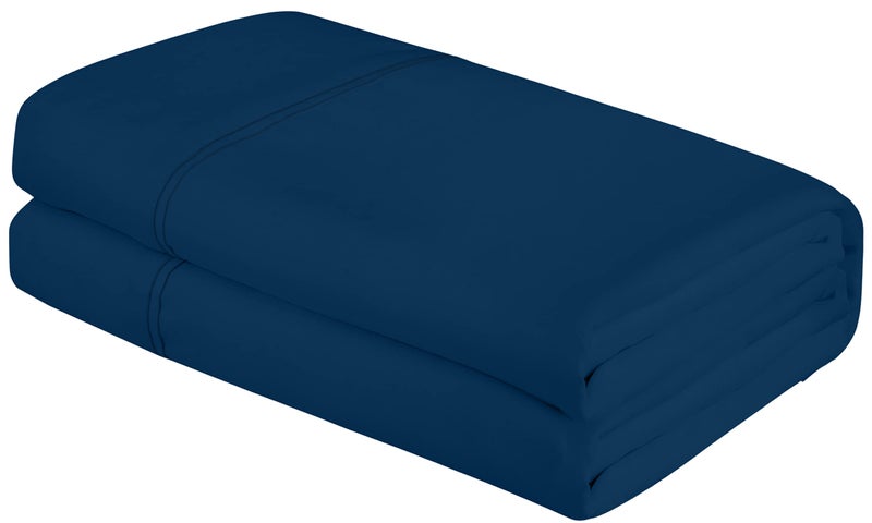 Royale Linens Queen Flat Sheet  Ultra Soft Brushed 1800 Microfiber Flat Sheets Only  Wrinkle Free  Stain Resistant  Hotel Quality Top Sheet for Bed Queen Navy