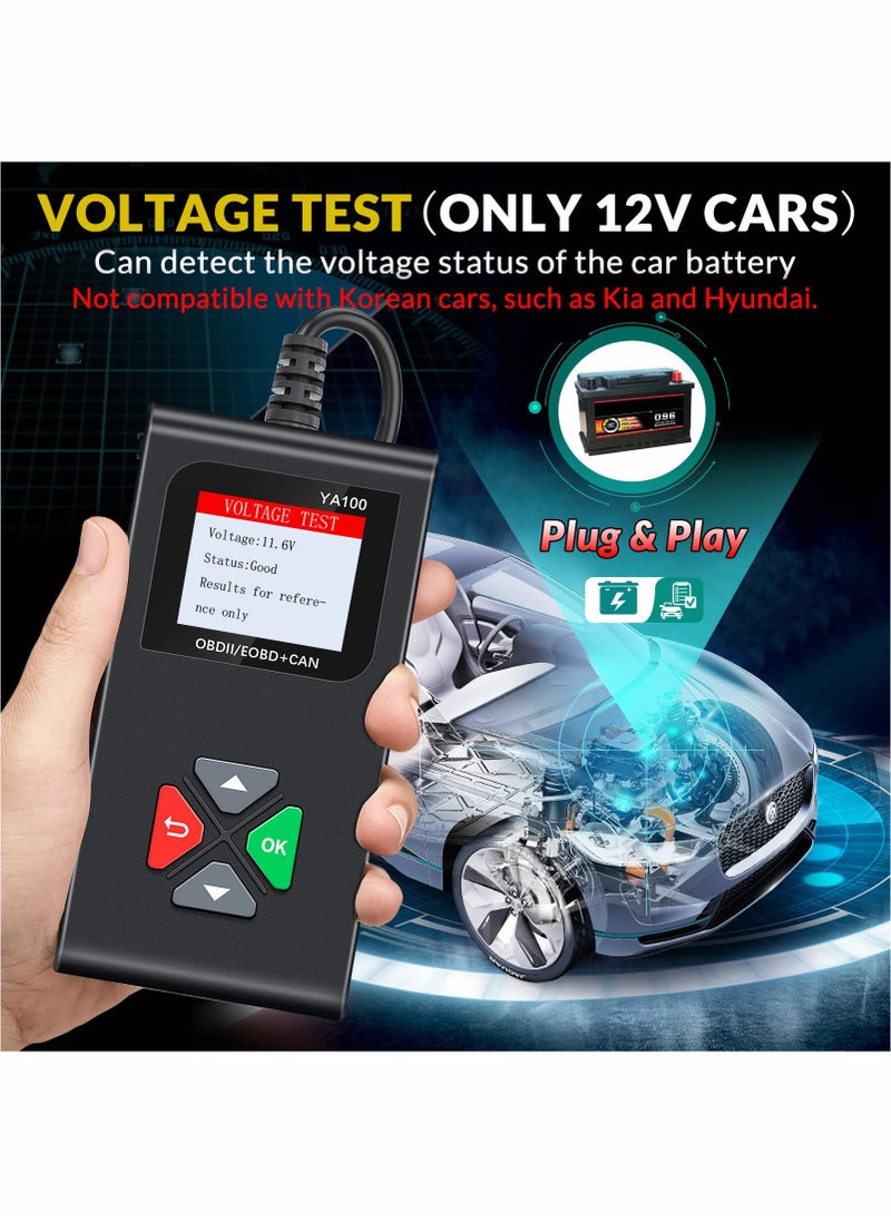 Excefore - YA100 OBD2 Scanner OBD2 Code Reader Automotive Engine Fault Code Reader OBDII Full Functions Car Diagnostic Scan Tool with Vehicle Voltage Test for All OBD2 Protocol 12V Cars Since 1996 - Image 1