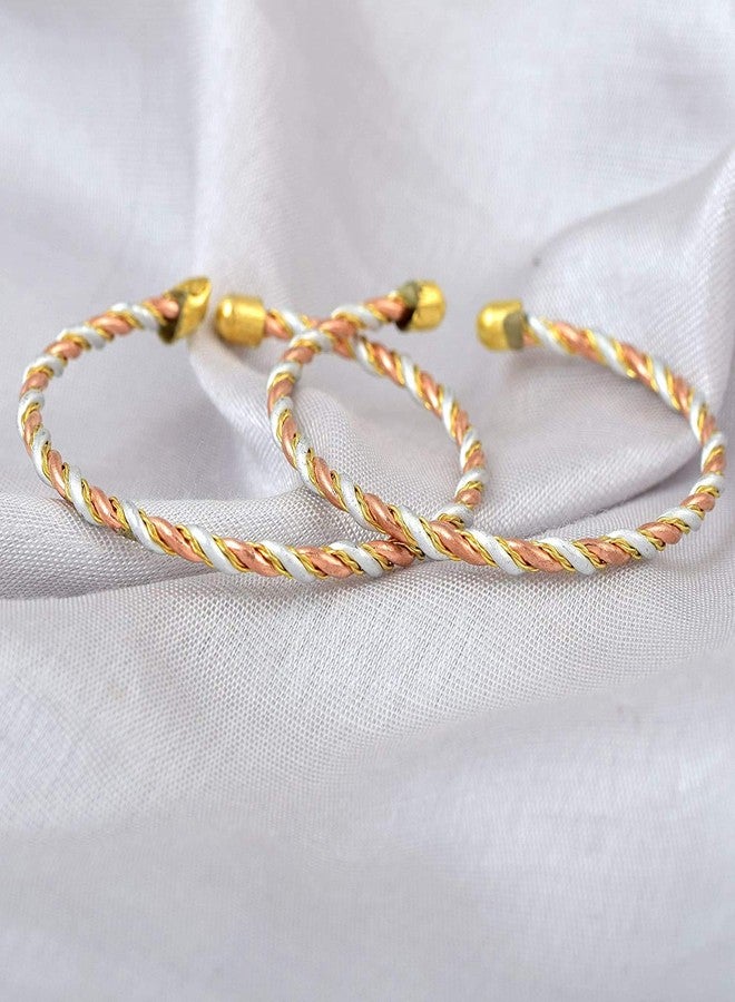 DULCI® Mix Metal Copper Silver Free Size Health Banifical Baby Boy Baby Girl Kada Bracelet Bangles Nazariya for Unisex Baby-Set of 2 (0-2yrs) - Image 4
