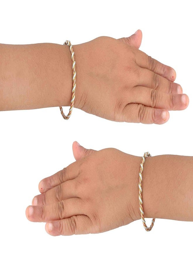 DULCI® Mix Metal Copper Silver Free Size Health Banifical Baby Boy Baby Girl Kada Bracelet Bangles Nazariya for Unisex Baby-Set of 2 (0-2yrs) - Image 3
