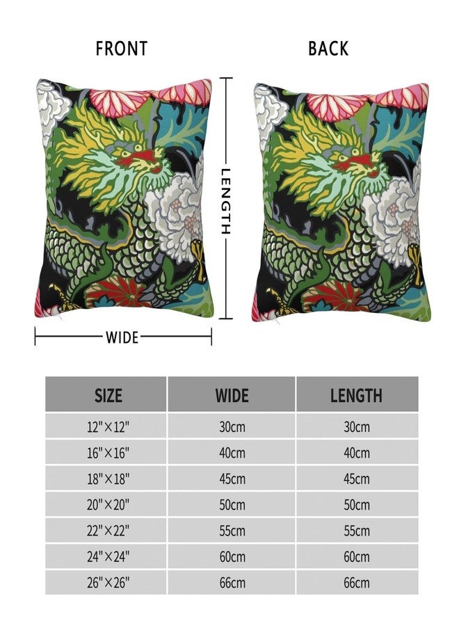 Bzkier Chinoiserie Pillow Cover Chinese Dragon Pillow Linen Pillow Covers 18x18 Inch for Sofa Car Living Room Bedroom Outdoor Home Decor Pillow Cases - Image 3