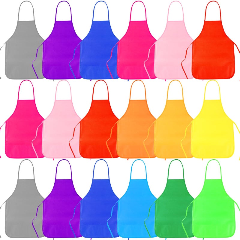 KUUQA 24 Pack 12 Colors Kids Art Aprons Children Painting Aprons Art Smocks for Craft, Kitchen, Classroom - Image 1