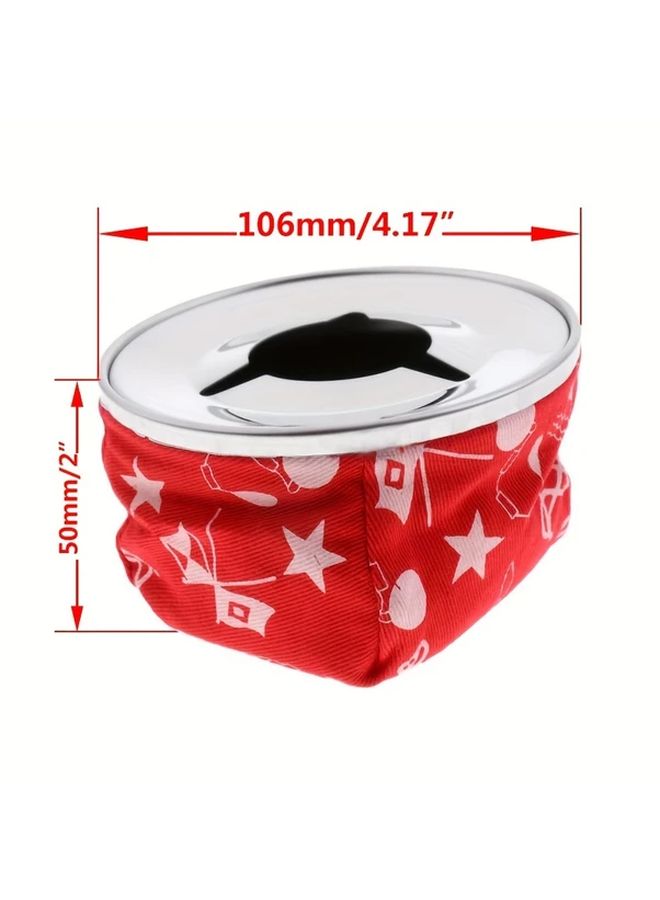 Red 1pcs ستانلس ستيل منفضة سجائر مقاومة للرياح، قماش كتفي محمول، حامل سجائر للسيارة - Image 2