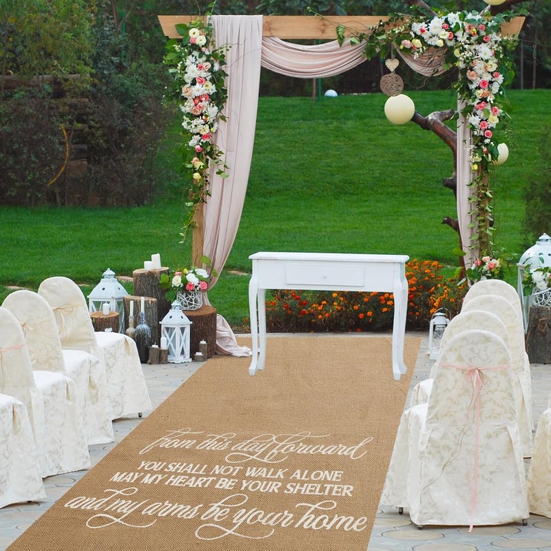 Tudomro 40 Inch x 50 Ft Extra Long Natural Burlap Wedding Aisle Runner Outdoor Jute Burlap Aisle Runner for Wedding Ceremony Rustic Indoor Carpet for Walkway (Stylish Style) - Image 2