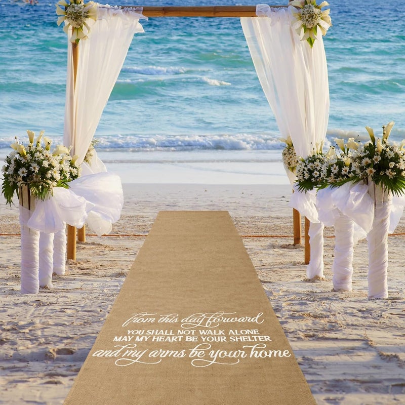 Tudomro 40 Inch x 50 Ft Extra Long Natural Burlap Wedding Aisle Runner Outdoor Jute Burlap Aisle Runner for Wedding Ceremony Rustic Indoor Carpet for Walkway (Stylish Style) - Image 5