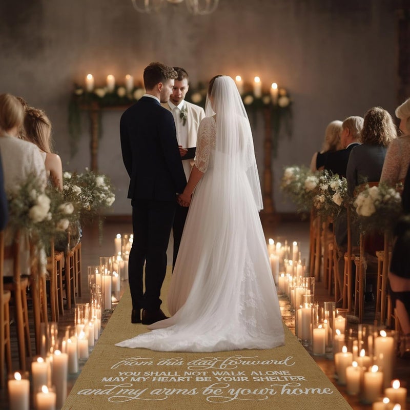 Tudomro 40 Inch x 50 Ft Extra Long Natural Burlap Wedding Aisle Runner Outdoor Jute Burlap Aisle Runner for Wedding Ceremony Rustic Indoor Carpet for Walkway (Stylish Style) - Image 4