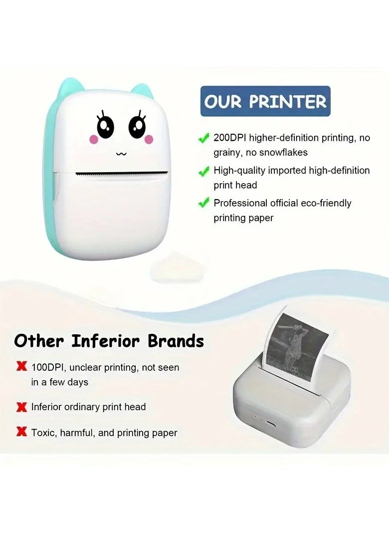 Generic - A Small Portable Wireless Thermal Printer That Does Not Require Lnk It Is Rechargeable It Pairs Wirelessly Via Bluetooth With Mobile Phones Tablets And Laptops To Print Your Own Photos Stickers Small Notes Thank You Cards Barcode Scans Or Websites Easy To Use And Portable In The Pocket Color The Image Is Black And White Not In Color And The Special Paper For The Printer Is Thermal Paper (There Is Adhesive Or Transparent Adhesive Paper Or Colored Thermal Paper That Is Sold Separately And is Not Included With The Printer) The Color Of The Printer Is White And Blue - Image 1