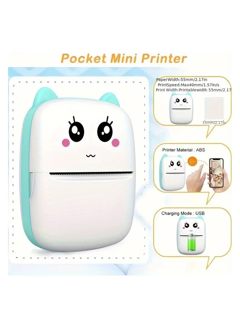 Generic - A Small Portable Wireless Thermal Printer That Does Not Require Lnk It Is Rechargeable It Pairs Wirelessly Via Bluetooth With Mobile Phones Tablets And Laptops To Print Your Own Photos Stickers Small Notes Thank You Cards Barcode Scans Or Websites Easy To Use And Portable In The Pocket Color The Image Is Black And White Not In Color And The Special Paper For The Printer Is Thermal Paper (There Is Adhesive Or Transparent Adhesive Paper Or Colored Thermal Paper That Is Sold Separately And is Not Included With The Printer) The Color Of The Printer Is White And Blue - Image 1