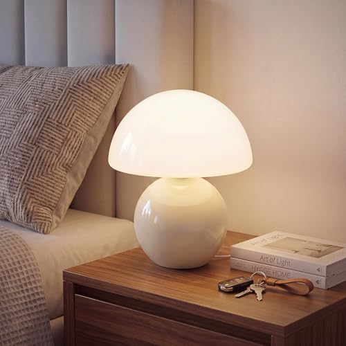 Dawnwake Mushroom Lamp Table Lamp for BedroomDesk Bedside Small Lamps for Living Room Night StandsMushroom Decor Cute Mini Modern Mid Century LampsUnique Aesthetic Home Living Room DecorWhite - Image 1