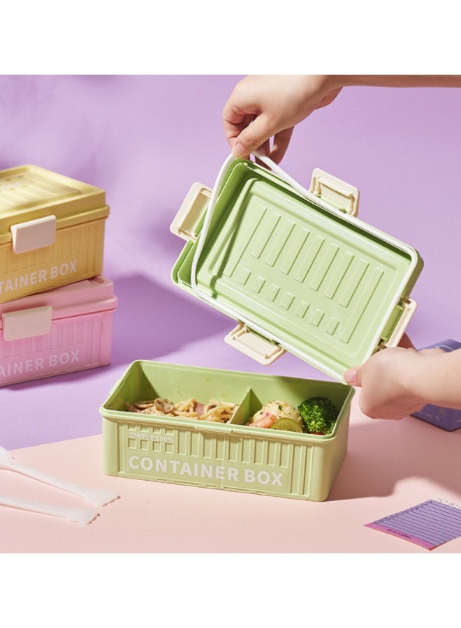 Dopamine Container‑Style Bento Box, 2‑Compartment Leak‑Proof Lunch Box, Microwave‑Safe PP Food Container With Cutlery For Student Office Worker（6912-Green） - Image 4